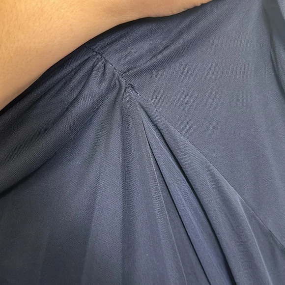 Adrianna Papell Women’s Size 14 Navy Blue Ruched 3/4 Sleeve Long Maxi Dress - Picture 11 of 16